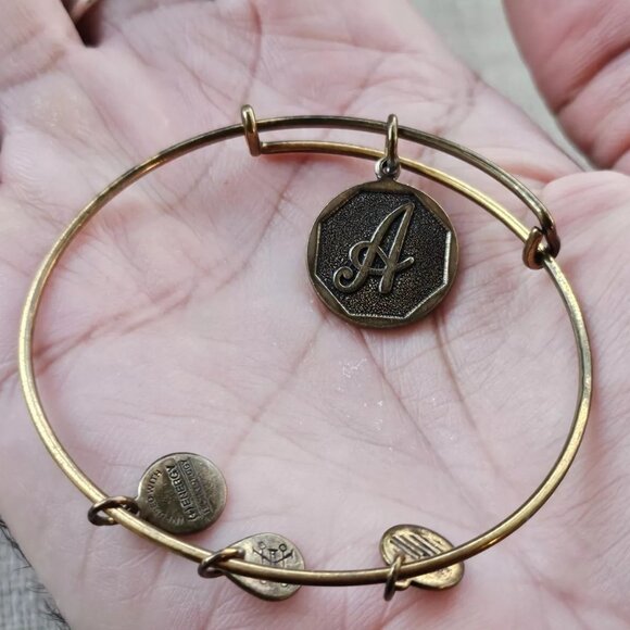 Alex And Ani Bracelet LETTER A Gold Tone Initial Wristband Wrist Fashion Jewelry - Picture 1 of 10